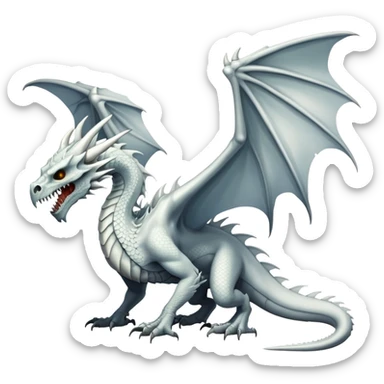 Dragon with a white dragon-cadaver-skull-head (full body) sticker