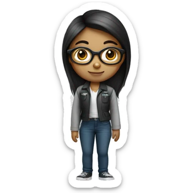 Girls who works as an ai engineer, big eyes, wear glasses, fair and long hairs sticker