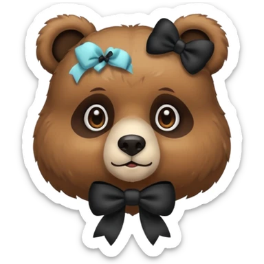 Bear with 2 black bows on the ears emojie like the iPhone emojie sticker