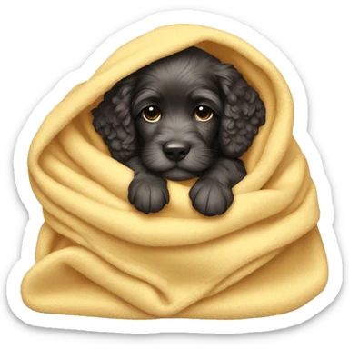 cockapoo puppy sleep in blanket sticker