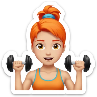 person lifting weights, animated expression, bright colors, iOS 18 style sticker