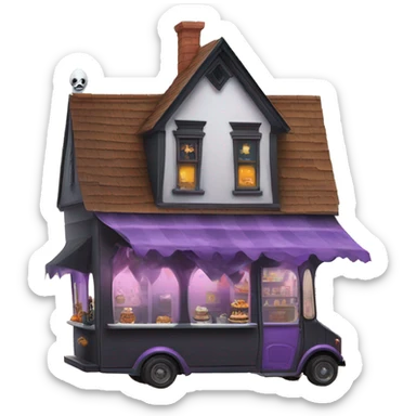 Wednesday Addams haunted dream house and food truck  sticker