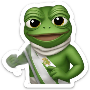 Pepe the frog holding Quebec flag sticker