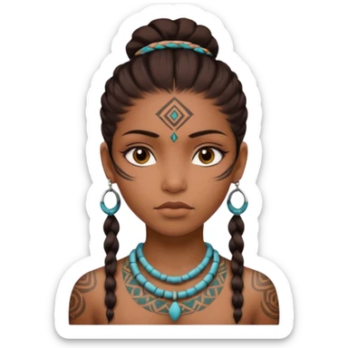 tribal girl Tattooed, not wearing necklace sticker