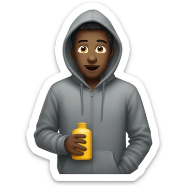 Guy wearing a hoodie with a can of oxygen in his mouth sticker