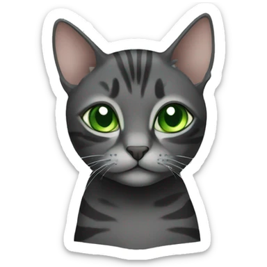 Black and grey cat with green eyes tabby sticker
