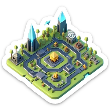 Clash of Clans aesthetic: Cinematic Playful 3D Isometric Holographic Map Emoji, rendered in a 3D vector-style similar to standard emojis with minimal shading and bold, simplified shapes. A compact, distinct form with signature details, softly glowing with a futuristic sci-fi warfare charm. Simplified yet unmistakably iconic, highly detailed and consistent, glowing with a soft radiance and high shine. Stylized with a touch of high-tech brilliance and a soft glowing outline, capturing the essence of a beloved gaming relic with a friendly, playful manner! sticker