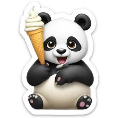 Panda eating ice cream sticker