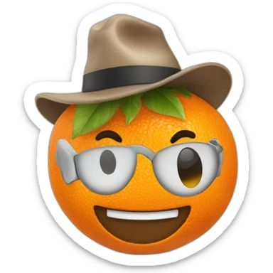 happy mandarine with detective hat sticker