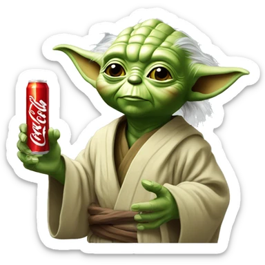 Yoda buvant une canette de coca  sticker
