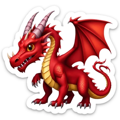 A red dragon with maroon horns sticker