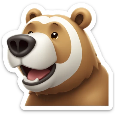 Un oso grande color marrón abrazando a un conejito blanco  sticker