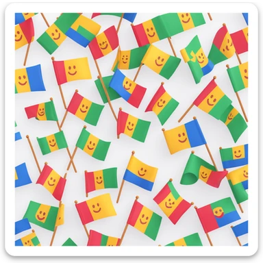 minimalist glossy 3D São João flags, emoji style, #00C7B4, symmetrical, white background, eye-level, cool white studio lighting, realistic 3D rendering sticker