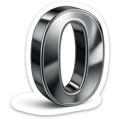 number 0 in chrome 3D emoji style sticker