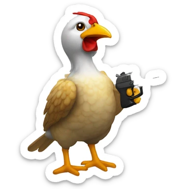 poussin qui tire avec un pistolet  sticker