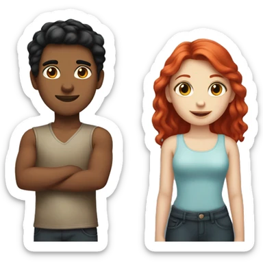 "Emoji of a fair-skinned boy with black hair and a fair-skinned girl with red hair." sticker