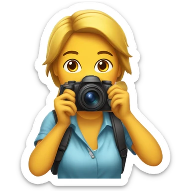 Chica haciendo fotos con cámara de fotos sticker
