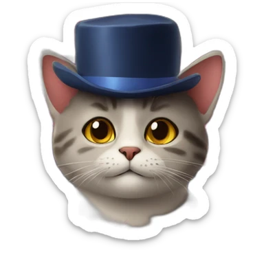 a cat with hat and fireworks sticker