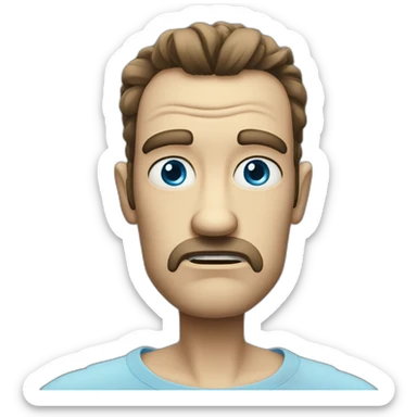 Square jaw grumpy face receding hair blue eyes sticker