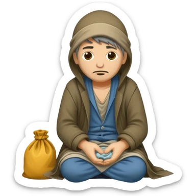 beggar who is also a homeless person poor with damaged clothing sticker