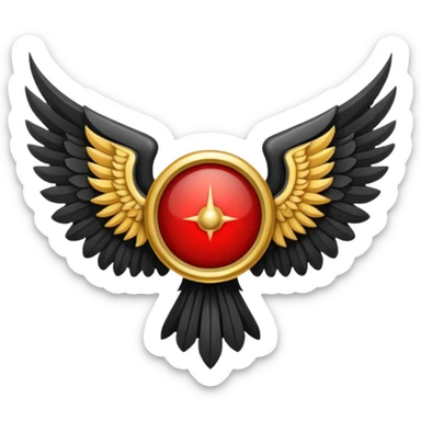 Holy Emblem with black wings and horn and red in the middle sticker