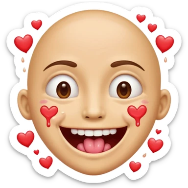 quelqu'un tres content avec des coeur a la place des yeux et de la salive qui coule de sa bouche sticker