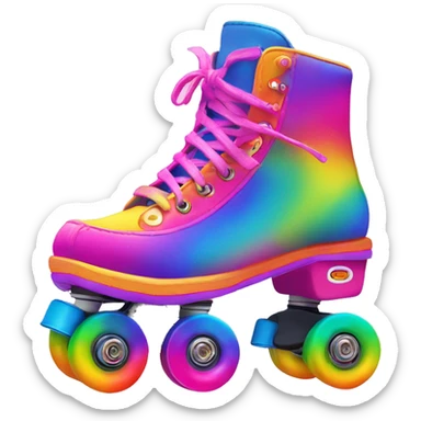 Lisa frank roller skate with rainbow laces and neon wheels sticker