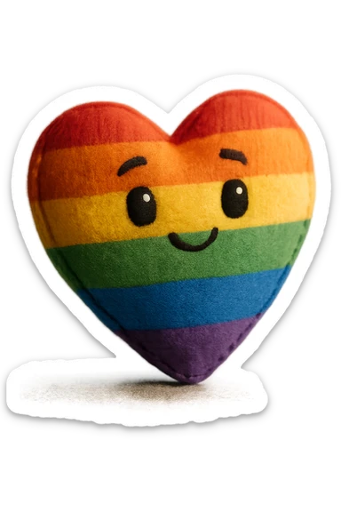 rainbow pride heart, plush portrait style, pastel color palette, no text sticker