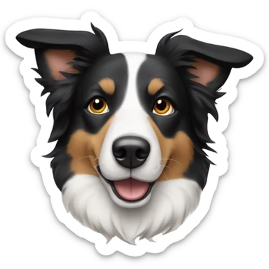 Short haired border collie dog with one ear up and one ear down sticker