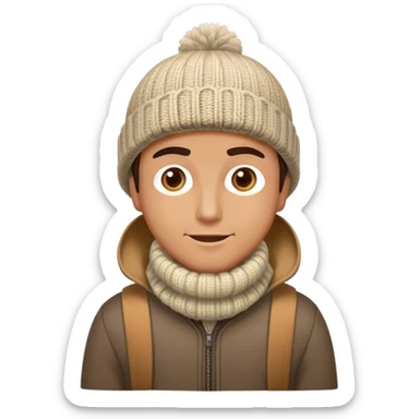 man in outdoor wither clothes and knited hat fuul scale sticker