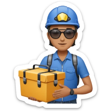 Bike courier with messenger box,Delivery Crew sticker