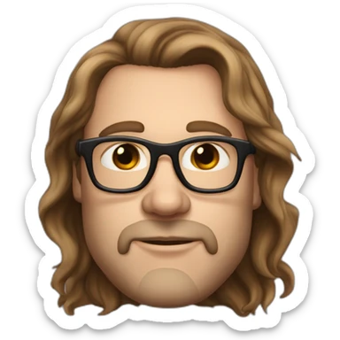 Sexy-Caucasian-Dad-goth-long-brown-hair-dark-brown-eyes-glasses-plus-size-upturned-nose sticker