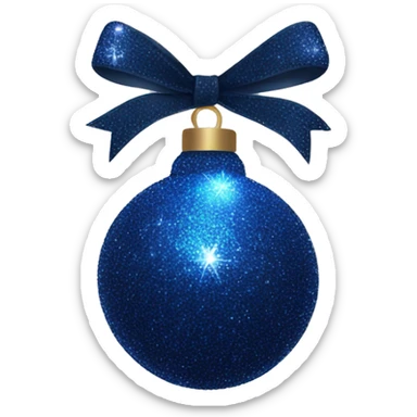 Dark blue sparkly christmas bulb with  bow sticker