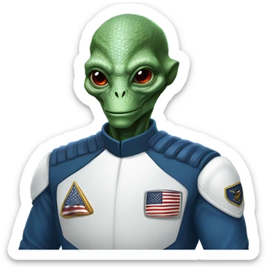 Reptilian Alien man general blue uniform usa space force, full body,  sticker