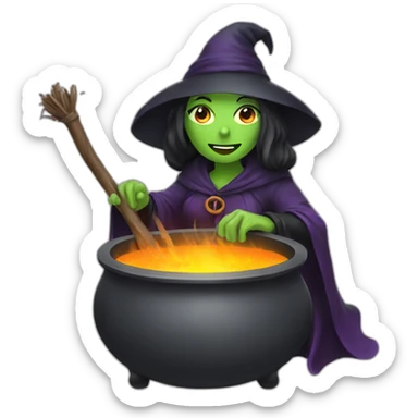 witch at a cauldron sticker
