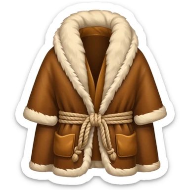 A fur wrap made from thick animal hide tied with simple rope.








 sticker