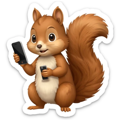 squirrel chatting on a phone sticker