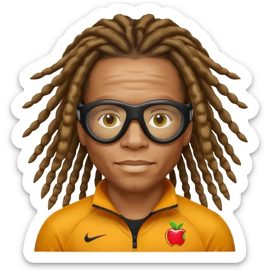 Edgar Davids with signature dreadlocks and sports goggles, apple style emoji sticker