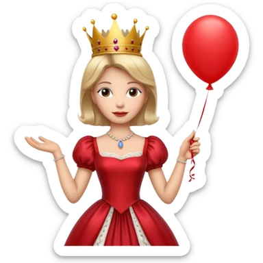 queen wearing dress, holding balloon sticker