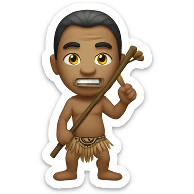 Maori with stick sticker