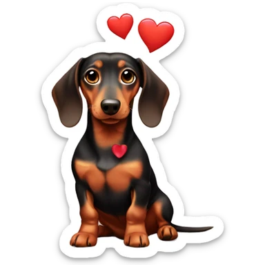 Dachshund with a love heart sticker