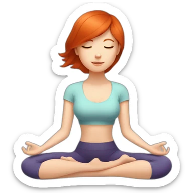 Redhead girl meditating on yoga mat sticker