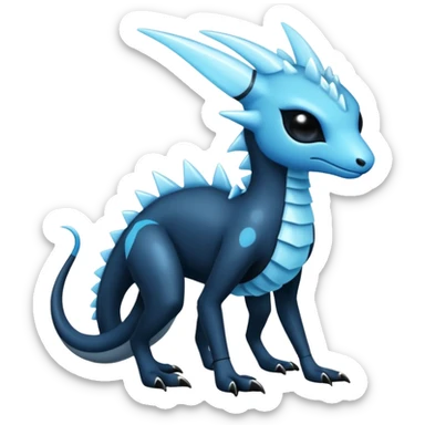 Shiny Dark Edgy  Inteleon-Amaura-Fakémon-hybrid-creature (full body)  sticker