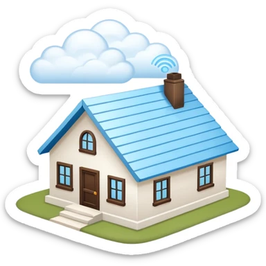 a house with a sky blue roof and white walls sticker