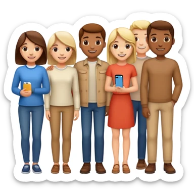 five people team standing together sticker