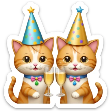 two cats cheers champagne sticker