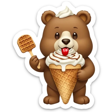 Créame un oso comiendo un helado  sticker