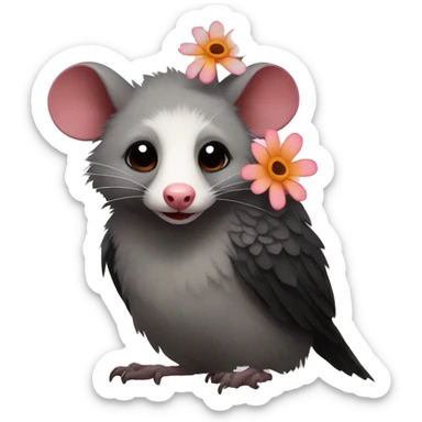 Possum with flower crow  sticker