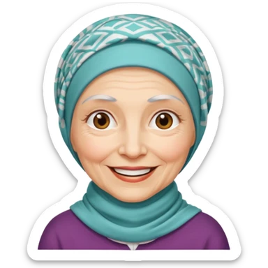 yaşlı beyaz tenli başörtülü teyze sticker
