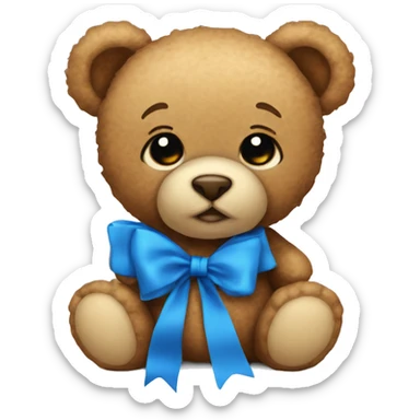Teddy with blue bow sticker